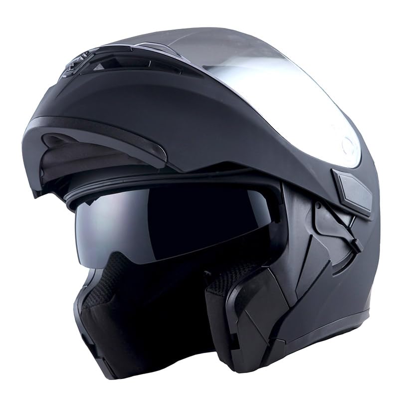 1Storm Motorcycle Modular Full Face Helmet Bike Flip up Dual Visor Sun Shield: HB89 Matt Black - Image 2